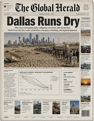 Newspaper front page about water scarcity in the American Southwest