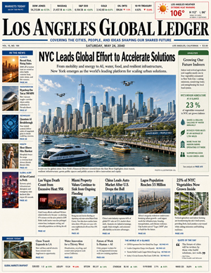 Los Angeles Global Ledger front page: NYC leads global effort to accelerate urban solutions